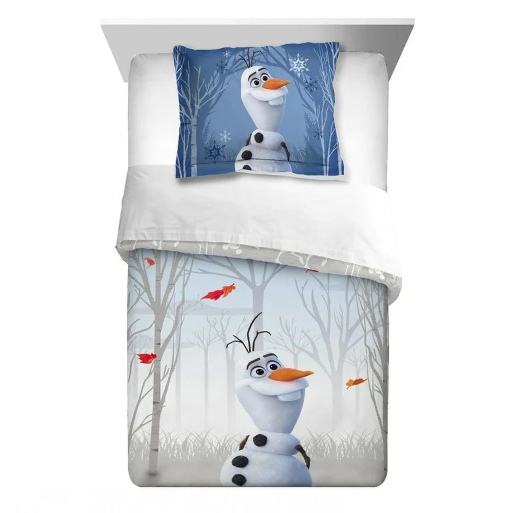 Disney Frozen Olaf Kids Comforter and Sham, 2-Piece Set, Twin/Full, Reversible